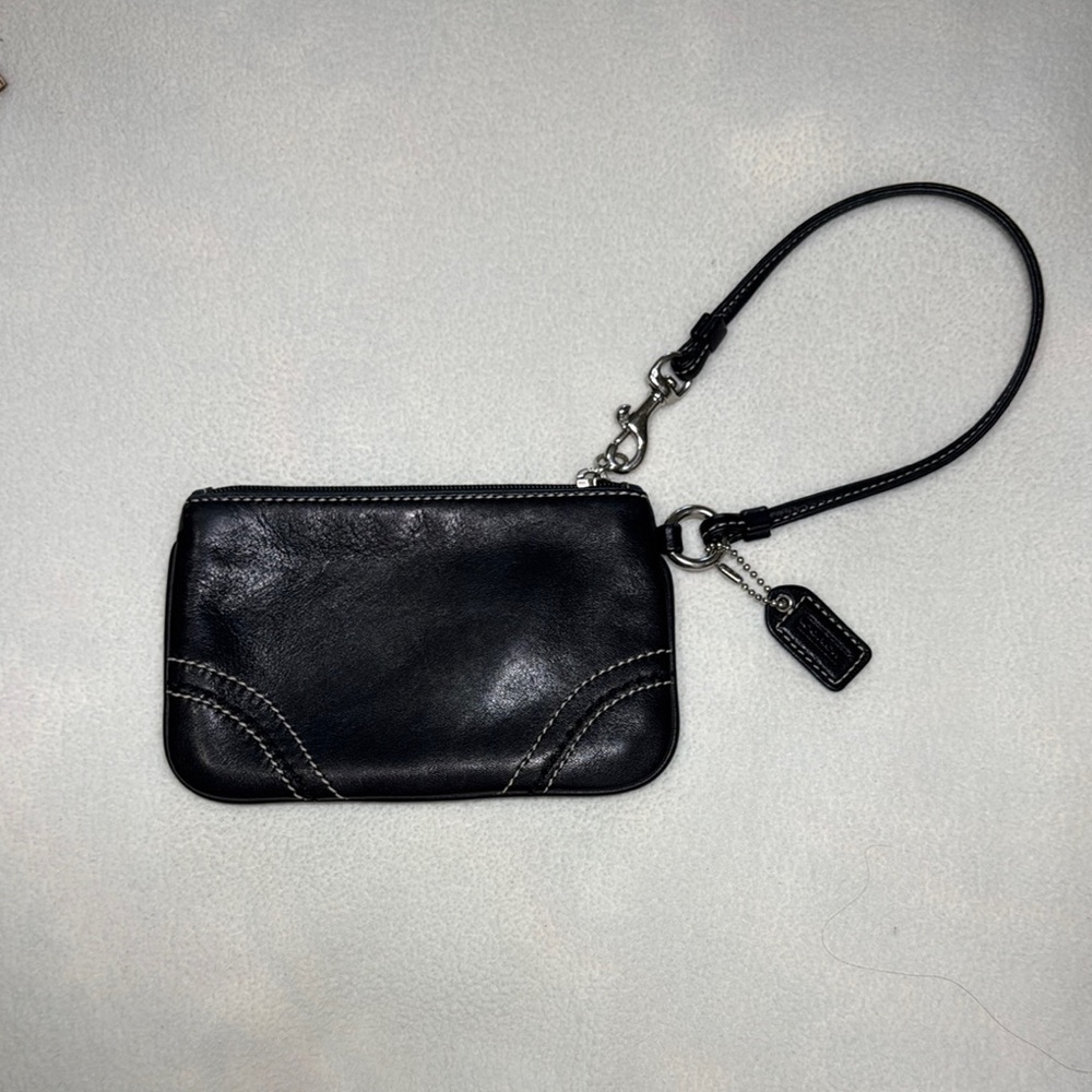 Coach Black Leather Mini Wristlet